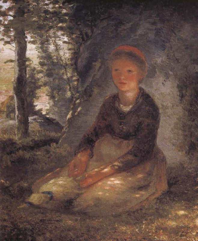 Jean Francois Millet Shepherdess sitting under the shadow oil painting image